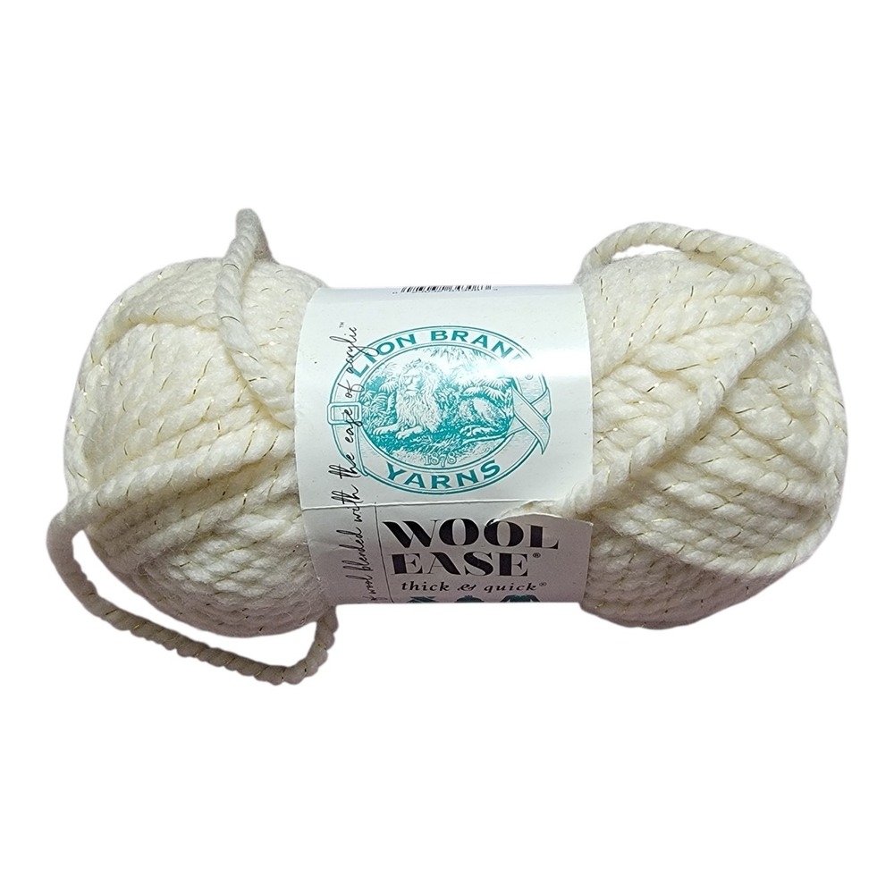 Lion Brand Wool-Ease Thick & Quick Starlight Yarn Super Bulky 6 Cream Gold 5oz